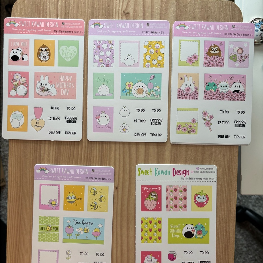 9 full 5 page Sweet Kawaii Design SWD itty bitty planner kits